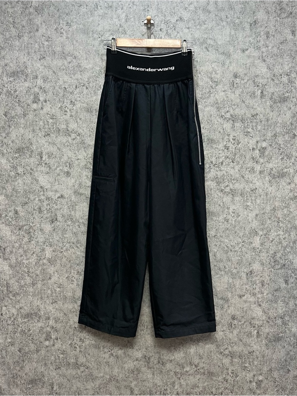 Alexander Wang Black Wide-Leg Logo Waistband Joggers